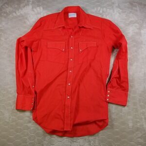 VTG Rockmount Ranch Wear Western Shirt Mens L Red Pearl Snap Long Sleeve 70s USA